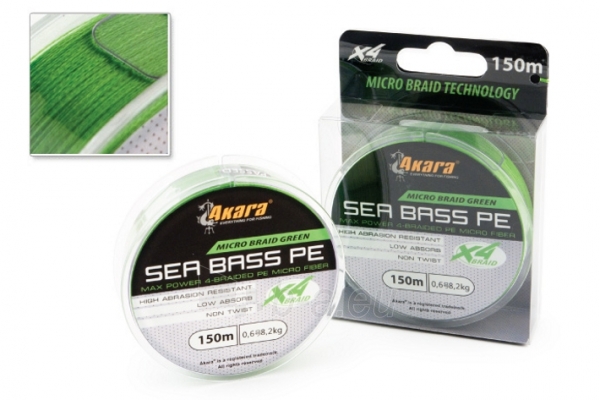 Pintas Valas SEA BASS PE Micro Braid Green 0,11mm 150m paveikslėlis 1 iš 1