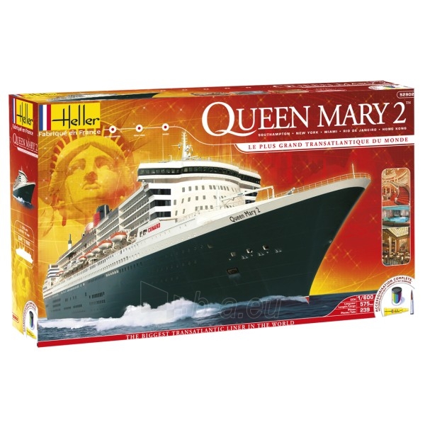 Plastikinis modelio rinkinys Heller 52902 Laivas Queen Mary 2 Rinkinyje klijai ir dažai + teptukas 1:600 paveikslėlis 1 iš 1