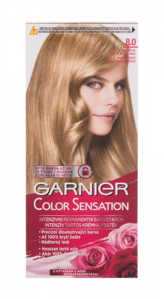 Plaukų dažai Garnier Color Sensation 8,0 Luminous Light Blond Hair Color 40ml paveikslėlis 1 iš 2