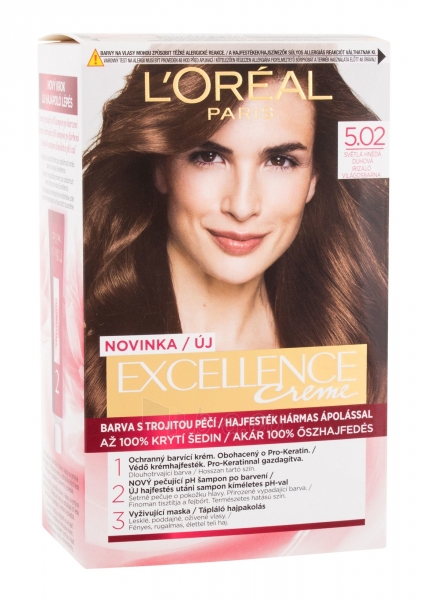 Plaukų dažai L´Oréal Paris Excellence 5,02 Light Brown Creme Triple Protection Hair Color 48ml paveikslėlis 1 iš 2