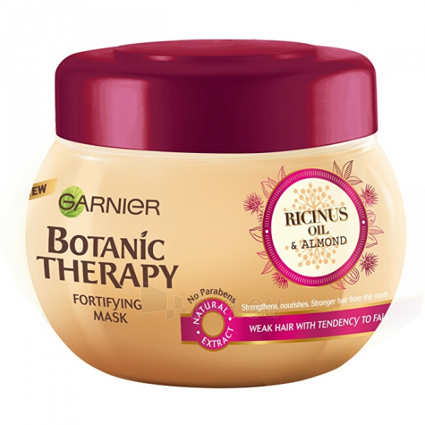 Plaukų kaukė Garnier Strengthening mask with ricin and almond oil for low and (Fortifying Mask) hair Botanic Therapy 300 ml paveikslėlis 1 iš 4