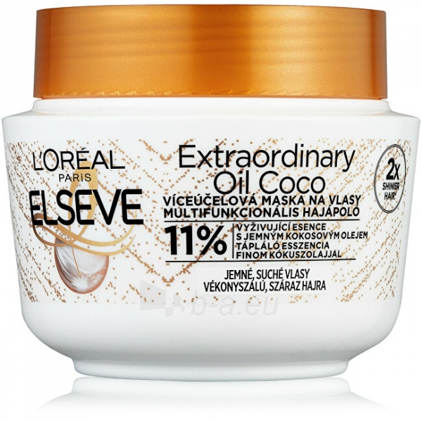 Plaukų mask Loreal Paris Hair mask with coconut oil for normal to dry, Elseve hair Elseve Extraordinary Oil 300 ml paveikslėlis 1 iš 4
