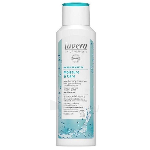 Plaukų šampūnas Lavera BIO moisturizing shampoo with almond milk and aloe vera Basis Sensitiv (Moisture & Care Shampoo) 250 ml paveikslėlis 1 iš 1