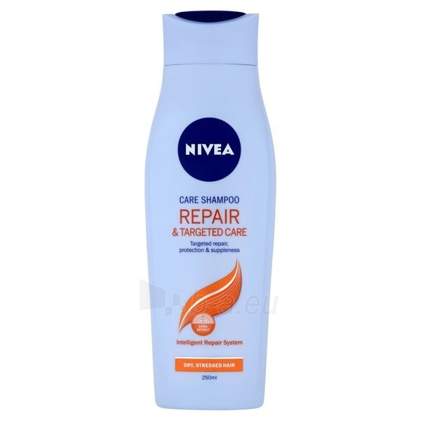 Plaukų šampūnas Nivea Caring shampoo for dry, stressed hair Targeted Repair & Care 250 ml - 250 ml paveikslėlis 1 iš 2
