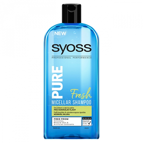 Plaukų šampūnas Syoss Micellar Shampoo for Normal Hair Pure Fresh (Micellar Shampoo) 500 ml paveikslėlis 1 iš 1
