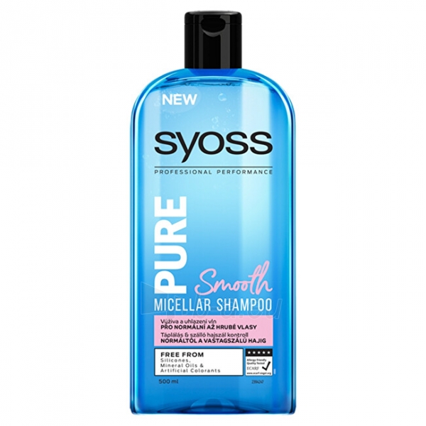 Plaukų šampūnas Syoss Micellar Shampoo for Normal to Coarse Hair Pure Smooth (Micellar Shampoo) 500 ml paveikslėlis 1 iš 1