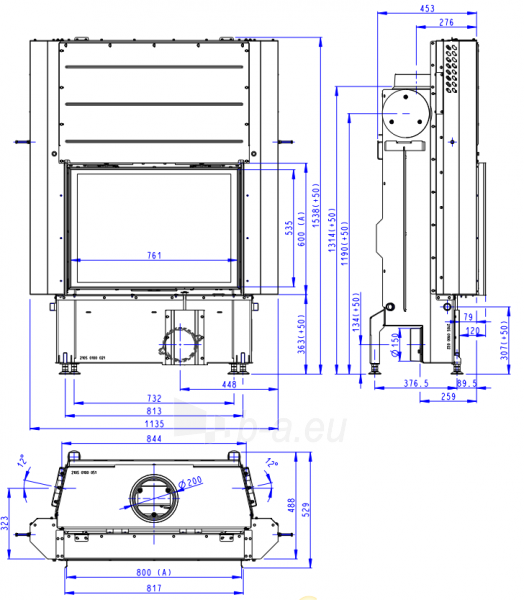Plieninis židinio ugniakuras Romotop IMPRESSION 2G L 80.60 su pakeliamomis durimis paveikslėlis 2 iš 4