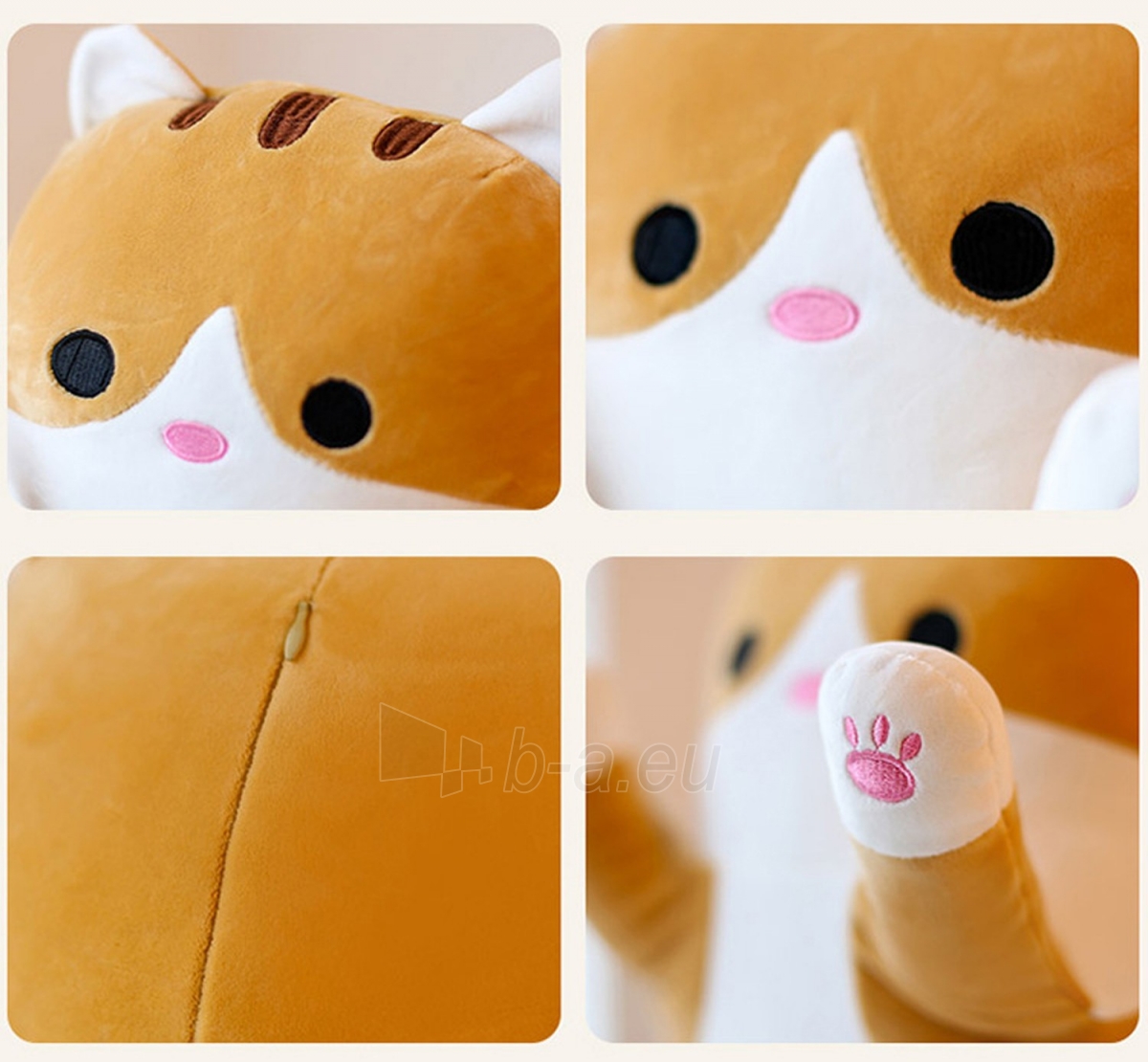Pliušinis pailgas žaislas/pagalvėlė 70 cm, oranžinė katytė paveikslėlis 3 iš 6