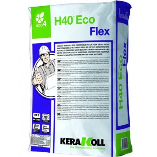 Plytelių klijai Kerakoll H40 Eco Flex (Balti), 25 kg (prailgintu darbiniu laiku) paveikslėlis 1 iš 1