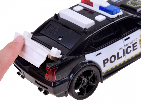 Policijos automobilis su šviesomis ir sirena, juoda paveikslėlis 3 iš 8