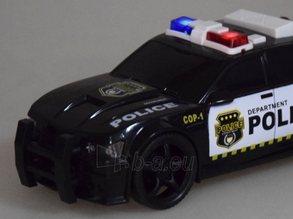 Policijos automobilis su šviesomis ir sirena, juoda paveikslėlis 6 iš 8