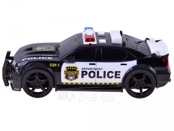 Policijos automobilis su šviesomis ir sirena, juoda paveikslėlis 8 iš 8