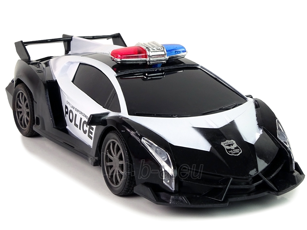 Policijos R/C nuotoliniu būdu valdomas lenktyninis automobilis, juodas paveikslėlis 1 iš 6