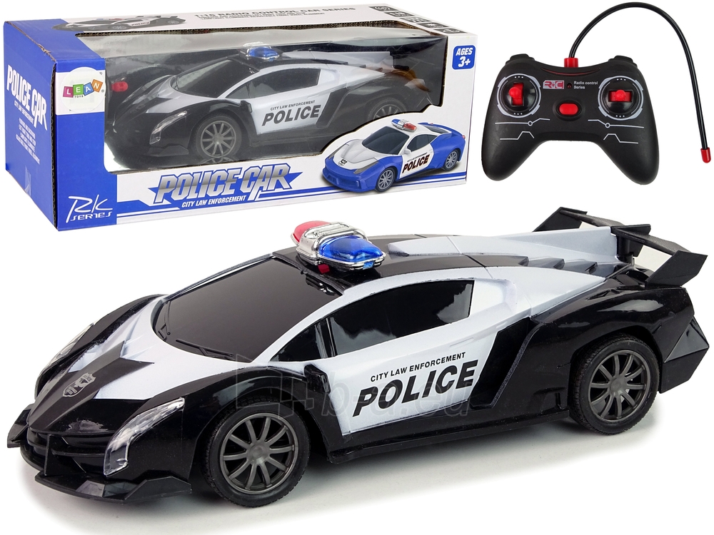 Policijos R/C nuotoliniu būdu valdomas lenktyninis automobilis, juodas paveikslėlis 2 iš 6