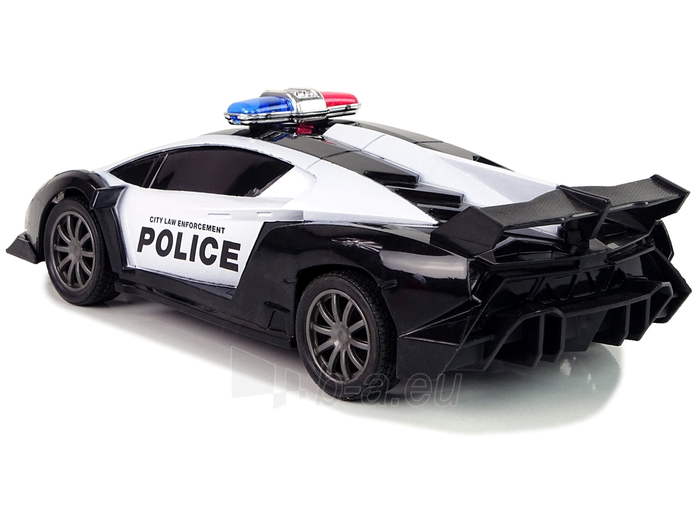 Policijos R/C nuotoliniu būdu valdomas lenktyninis automobilis, juodas paveikslėlis 4 iš 6