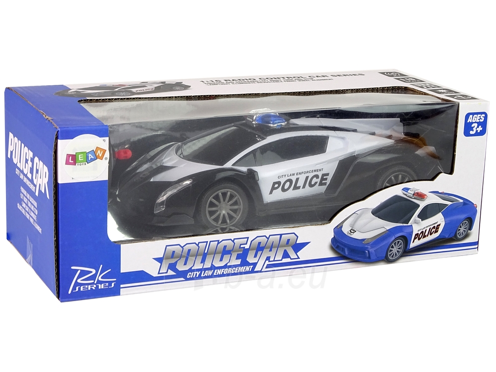 Policijos R/C nuotoliniu būdu valdomas lenktyninis automobilis, juodas paveikslėlis 6 iš 6