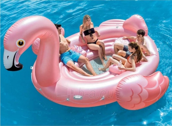 Pripučiamas žaislas INTEX Party Flamingo Island, rožinės sp., 422 x 373 x 185 cm paveikslėlis 2 iš 2