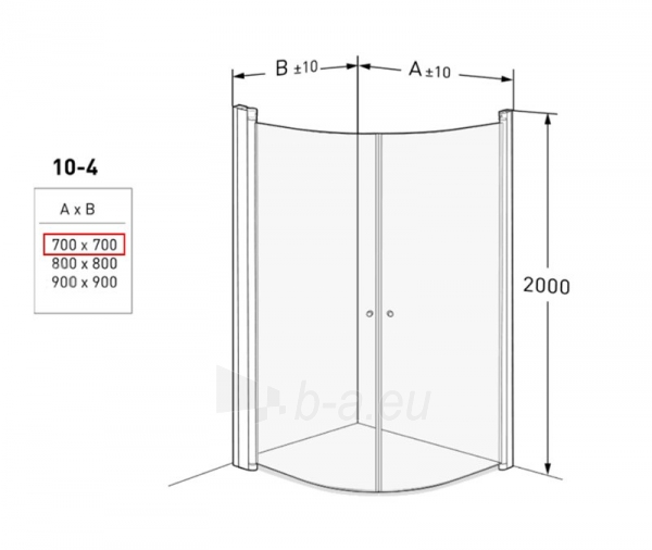 Pusapvalė dušo kabina IDO Showerama 10-4 70X70, dalinai matinis stiklas paveikslėlis 5 iš 5