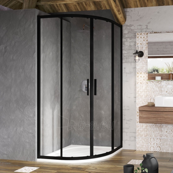Pusapvalė dušo kabina Ravak Blix Slim, BLSCP4-90 juoda+stiklas Transparent paveikslėlis 1 iš 4