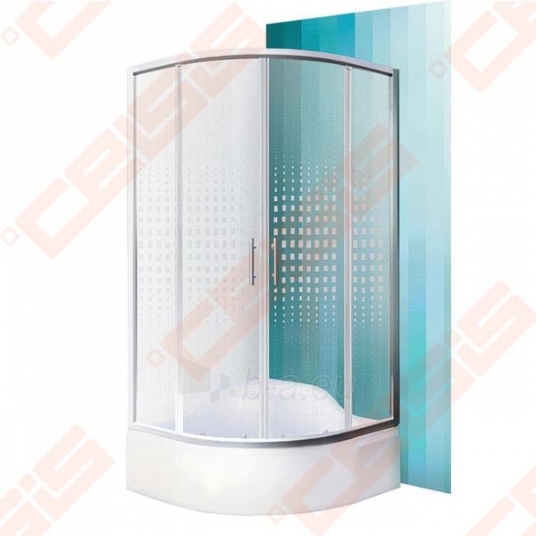 Semicircural shower ROLTECHNIK BUFFALO NEO/800 (aukštis 1650 mm) su dviejų elementų slankiojančiomis durimis, brillant spalvos profiliu ir piešiniu ant stiklo paveikslėlis 1 iš 5