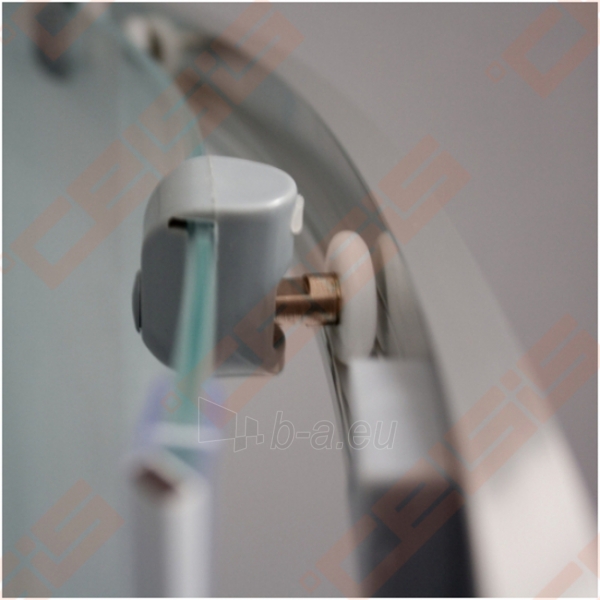 Pusapvalė dušo kabina SANIPRO COFE 80x80 su dviejų elementų slankiojančiomis durimis bei brilliant spalvos profiliu ir tamsintu stiklu paveikslėlis 3 iš 5