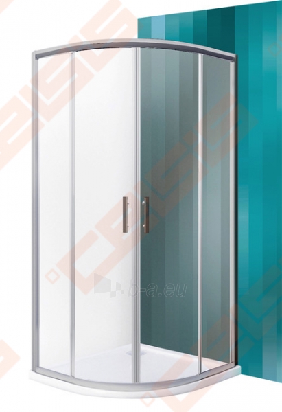 Pusapvalė dušo kabina SANIPRO HGR2/800 su dviejų elementų slankiojančiomis durimis bei brilliant spalvos profiliu ir tamsintu stiklu paveikslėlis 1 iš 5