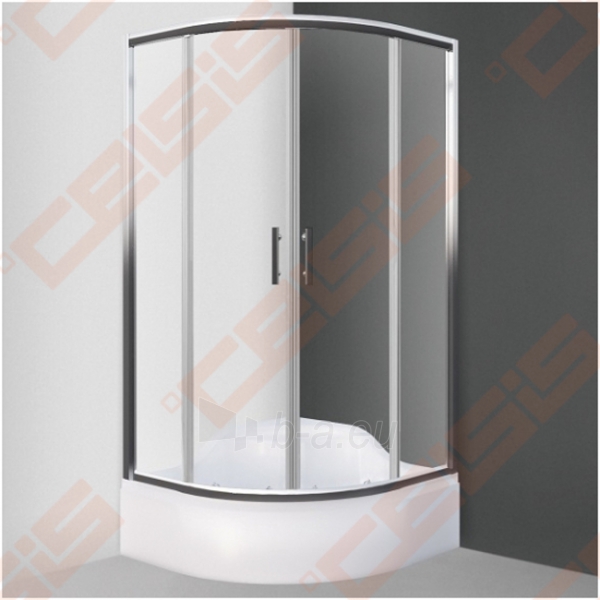 Pusapvalė dušo kabina SANIPRO HGRD2/800 su dviejų elementų slankiojančiomis durimis bei brilliant spalvos profiliu ir skaidriu stiklu paveikslėlis 1 iš 5