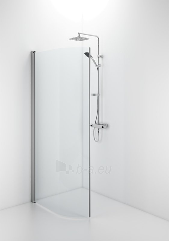 Pusapvalė dušo sienelė Ifö Space SBNK 900 Silver, skaidrus stiklas su rankenos profiliu paveikslėlis 1 iš 4