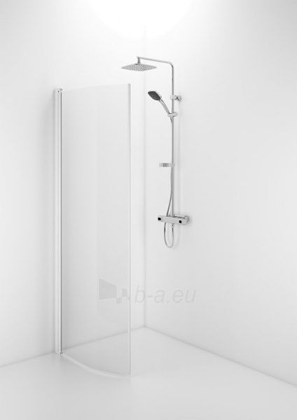 Pusapvalė dušo sienelė Ifö Space SBVK 800 White, skaidrus stiklas su rankenos profiliu paveikslėlis 1 iš 4