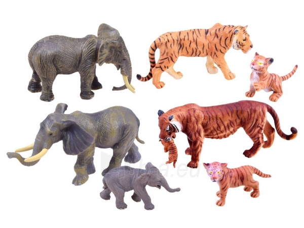 Safari gyvūnų figūrėlių rinkinys, drambliai-tigrai paveikslėlis 3 iš 3