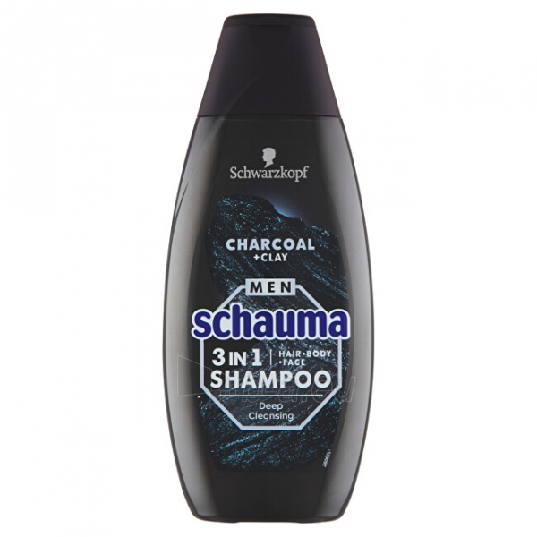 Šampūnas kūnui ir plaukams Schauma Men´s 3in1 Charocal + Clay 400 ml paveikslėlis 1 iš 1