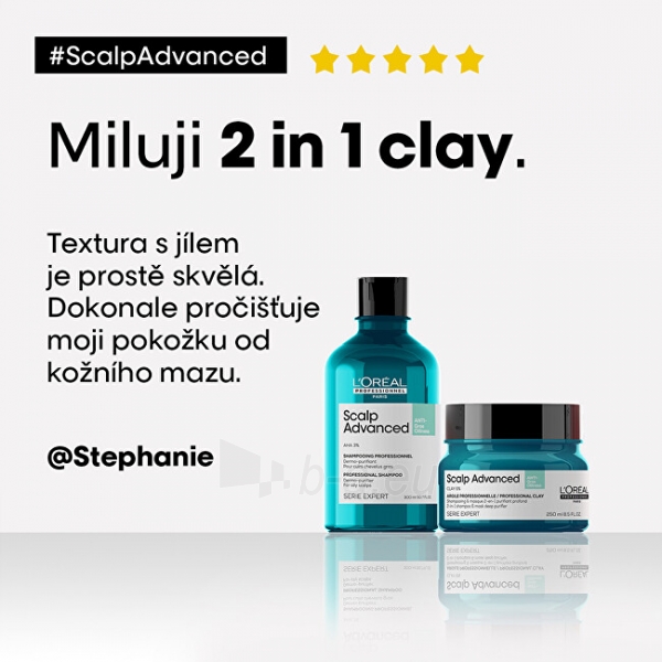 Šampūnas L´Oréal Professionnel Shampoo and mask for oily scalp 2 in 1 Scalp Advanced (Anti-Oiliness 2-in-1 Clay) 250 ml paveikslėlis 2 iš 5