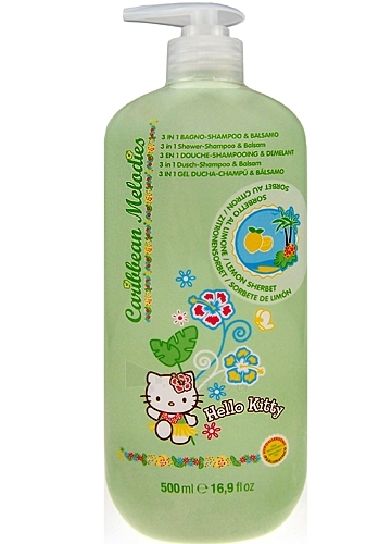 Šampūnas plaukams Hello Kitty Caribbean Melodies Shampoo 3in1 Lemon Cosmetic 500ml paveikslėlis 1 iš 1