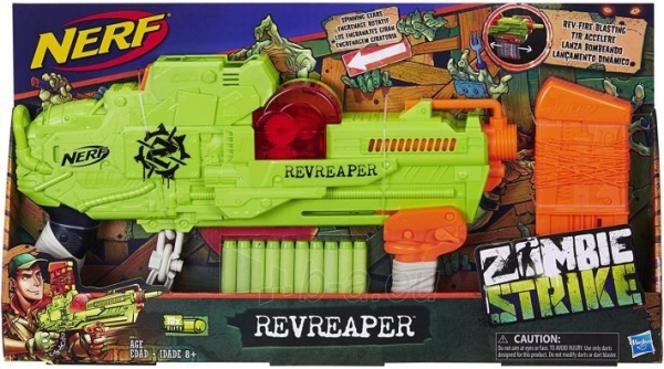 Šaudyklė E0311 Nerf Zombie Strike Revreaper Blaster Fast Firing, No Priming Visible Moving Gears HASBRO paveikslėlis 4 iš 6