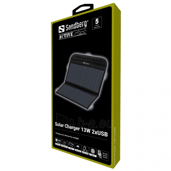 Saulės įkroviklis Sandberg 420-40 Solar Charger 13W 2xUSB paveikslėlis 5 iš 5