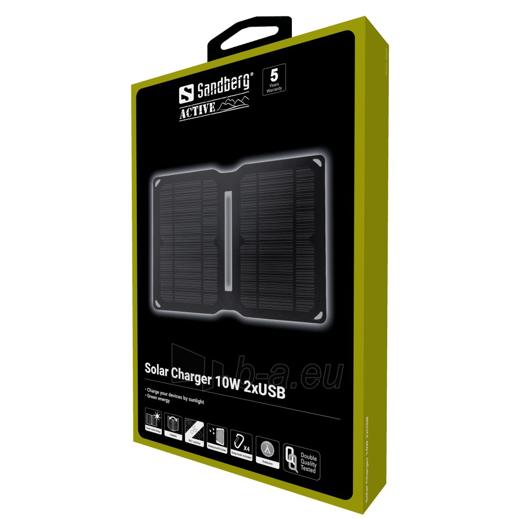 Saulės įkroviklis Sandberg 420-69 Solar Charger 10W 2xUSB paveikslėlis 4 iš 4