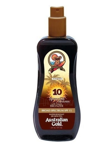 Australian Gold Tanning Cream Sunscreen Spray Gel Bronzer SPF 10 Cosmetic 237ml paveikslėlis 1 iš 1