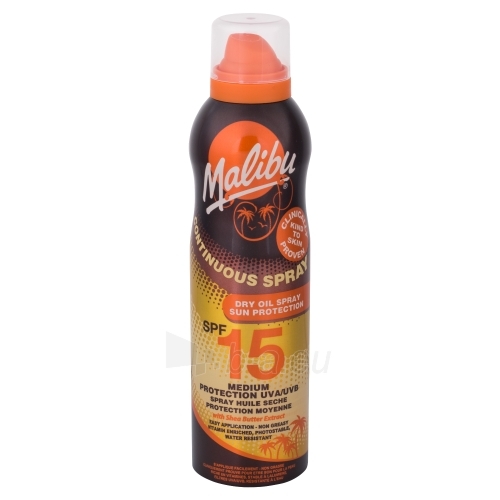 Saulės kremas Malibu Continuous Spray Dry Oil Spray SPF15 Cosmetic 175ml paveikslėlis 1 iš 1