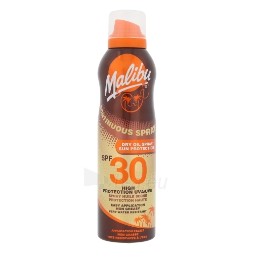 Saulės kremas Malibu Continuous Spray Dry Oil Spray SPF30 Cosmetic 175ml paveikslėlis 1 iš 1