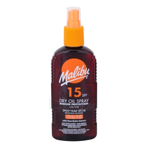Saulės kremas Malibu Dry Oil Spray SPF15 Cosmetic 200ml paveikslėlis 1 iš 1