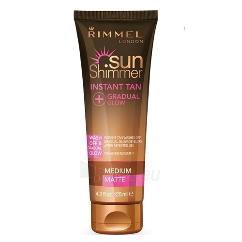 Saulės kremas Rimmel Bronze self-tanning makeup 2 in 1 SunShimmer (Glow Gradual Tan in an instant) 125 ml paveikslėlis 1 iš 1