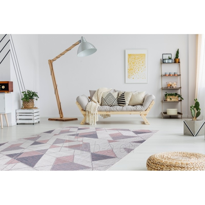 Sizalio kilimas su rožinės spalvos efektais SION Trikampiai | 120x170 cm paveikslėlis 4 iš 16