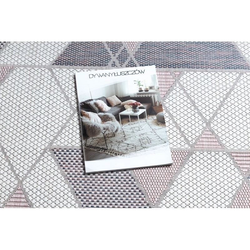 Sizalio kilimas su rožinės spalvos efektais SION Trikampiai | 200x290 cm paveikslėlis 1 iš 16