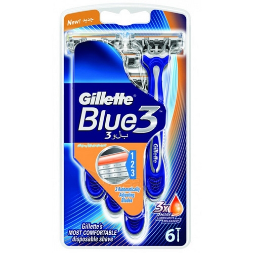 Skustuvas vyrams Gillette Blue3 4 vnt + 2 vnt nemokamai paveikslėlis 1 iš 1