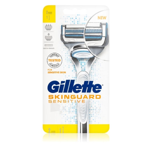Skutimosi antgalis Gillette jautriai odai Skinguard Sensitiv e + atsarginės galvutės 2 vnt paveikslėlis 1 iš 1
