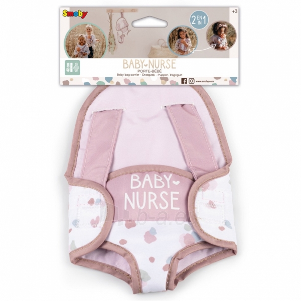 Smoby Baby Nurse lėlės nešioklė, šviesiai rožinė paveikslėlis 1 iš 7