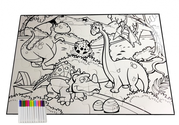 Spalvinimo dėlionė „Dinozaurai su kiaušiniu“, 92 x 62 cm paveikslėlis 2 iš 4