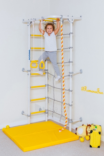 Sporto kompleksas (gimnastikos sienelė) ROMANA S4 balta-geltona, 219,6x70,2x119cm paveikslėlis 12 iš 14