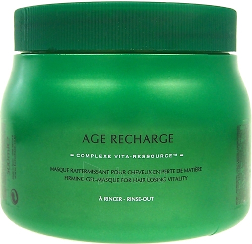 A strengthening and viability of providing a mask for hair. The hair becomes soft and shiny. Kerastase Resistance Age Recharge Masque For Hair Losing Vit Cosmetic 500ml paveikslėlis 1 iš 1