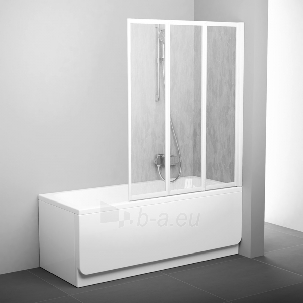 Sulankstoma vonios sienelė Ravak, VS3 115, balta+plastikas Rain paveikslėlis 1 iš 2